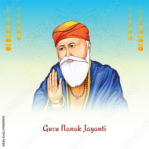 Happy guru nanak jayanti sikh festival celebration card background