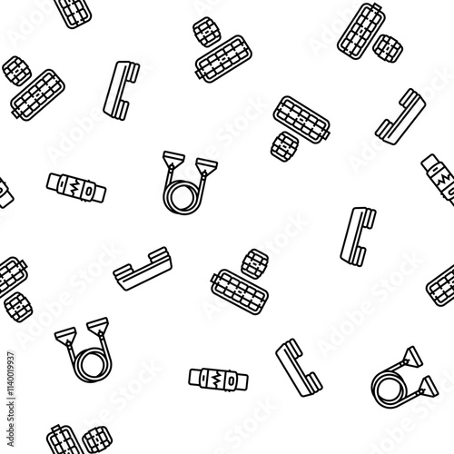 fitness tool dumbbell kettlebell vector seamless pattern thin line illustration photo
