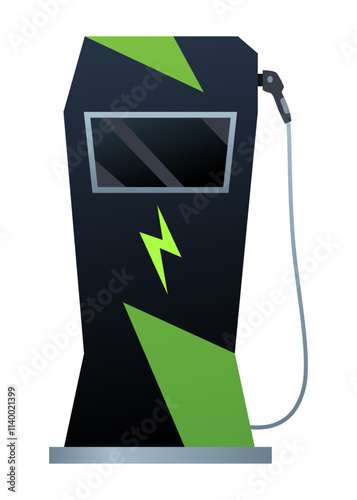 Car charger icon. Electromobile charging station, alternative fuel. Ev electric, clean energy of the future. Vector illustration in flat style, modern design
