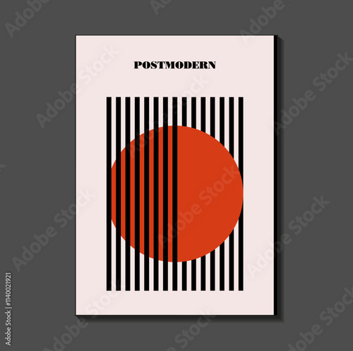 Poster inspired postmodern of vector abstract dynamic symbols with bold geometric shapes, useful for web background, poster art design, magazine front page, hi-tech print, cover artwork.
