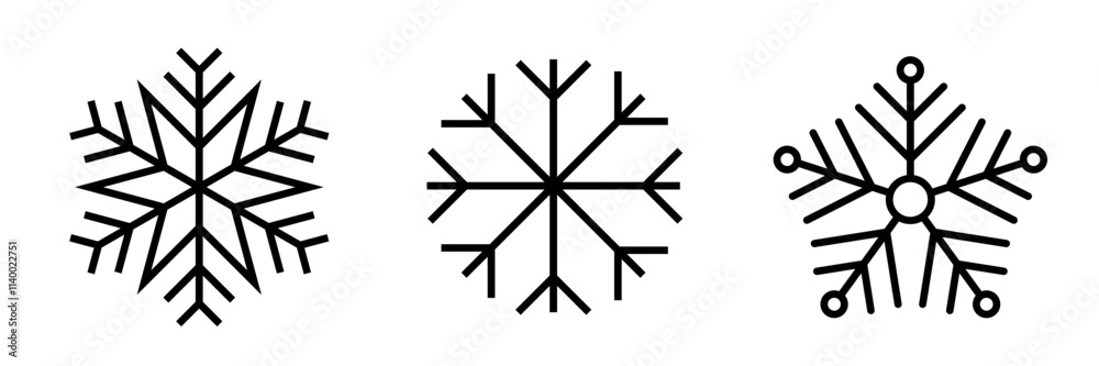Snowflakes icon set. Winter symbols of snow or snowflakes. Christmas logo . Snowflakes vector Snowflakes icon set. Winter symbols of snow or snowflakes. Christmas logo . Snowflakes vector