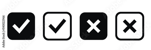 Check mark and cross vector Icons. Button checkmark and x or confirm.