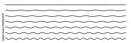 Wave line. Set of wavy horizontal lines.