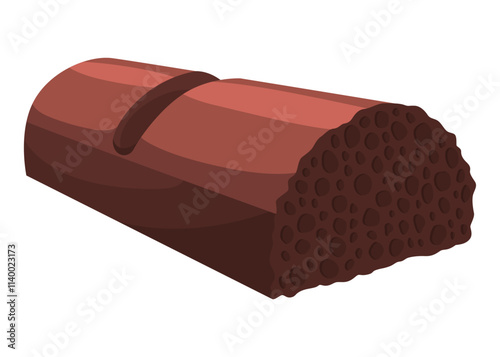 Realistic chocolate, dark chocolate icon. Chunk of cocoa dessert or chocolate product. Food sweet snack isolated on white background