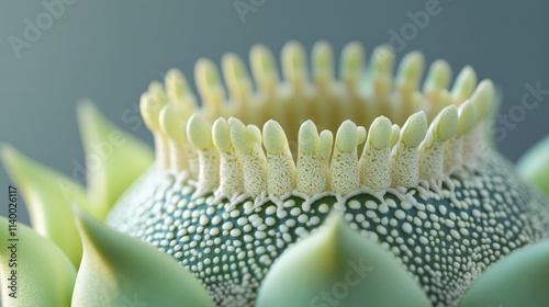 Exquisite Close-Up of Rare Exotic Cactus Succulent Flowering Plant with Unique Texture and Colorful Details