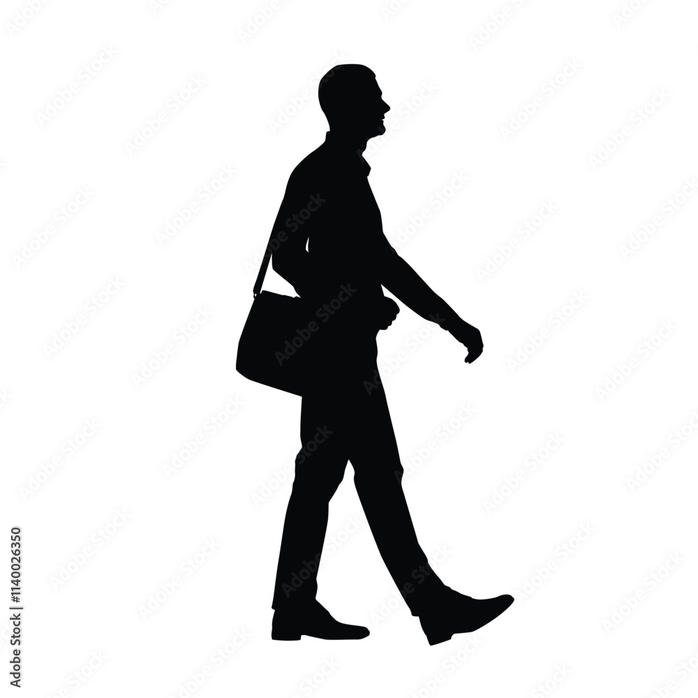 Silhouette of a man walking with a bag Silhouette of a man walking with a bag