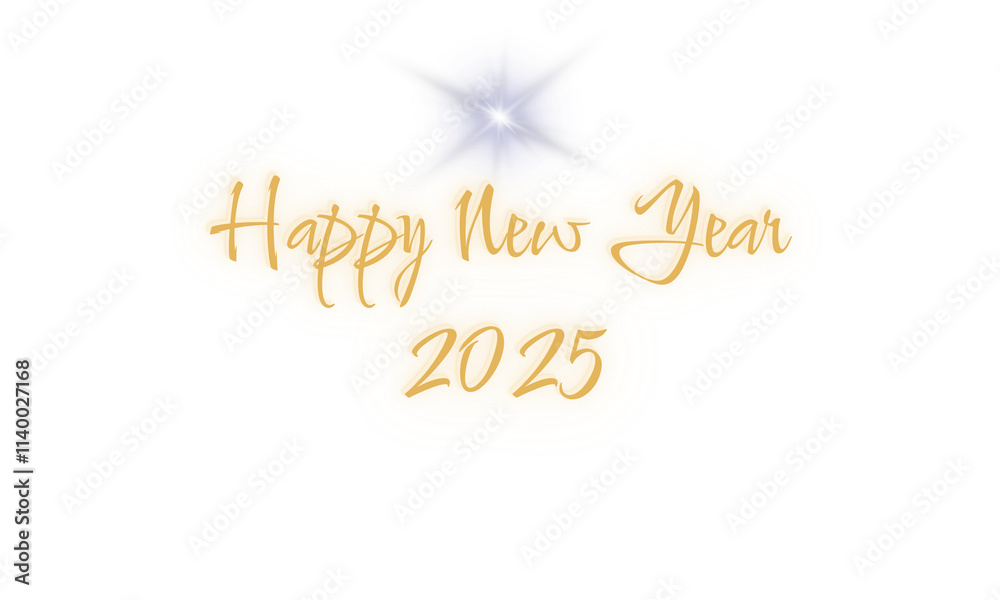 Życzenia Happy New Year 2025, piękny napis bez tła,
