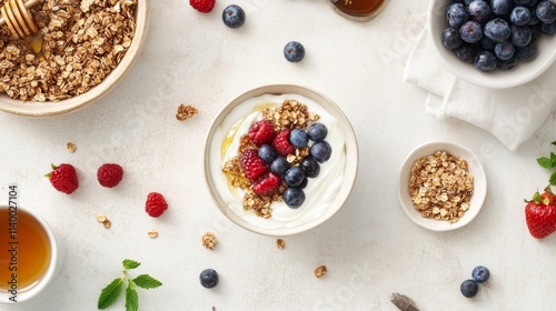 Fresh Greek Yogurt Bowl with Berries and Granola