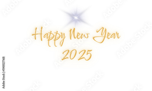 Obraz na płótnie Życzenia Happy New Year 2025, piękny napis bez tła, w salonie