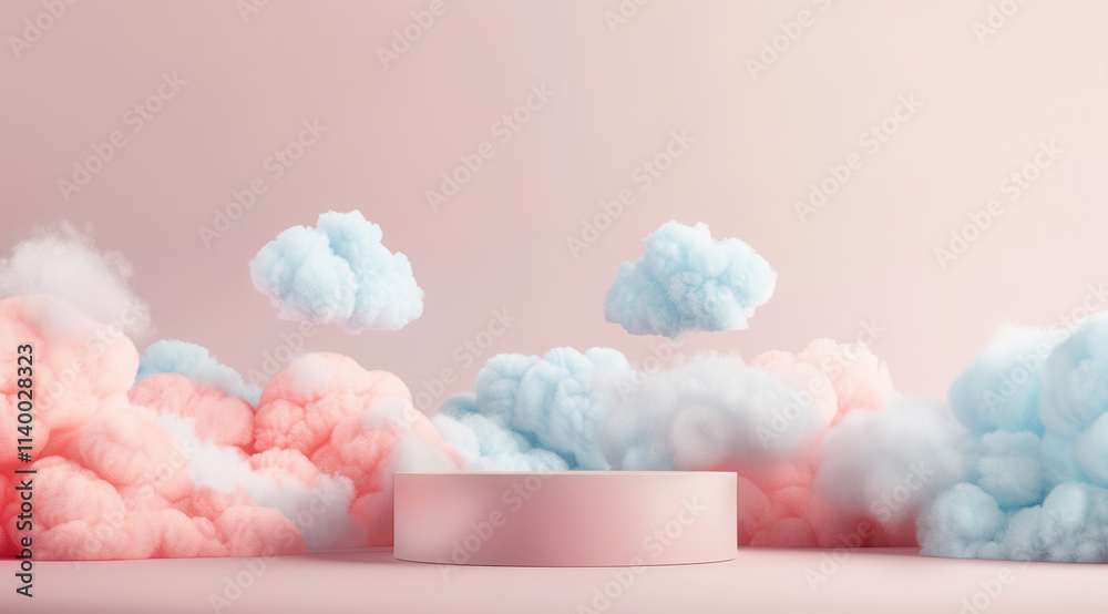 Soft Pastel Clouds Around a Circular Platform Soft Pastel Clouds Around a Circular Platform