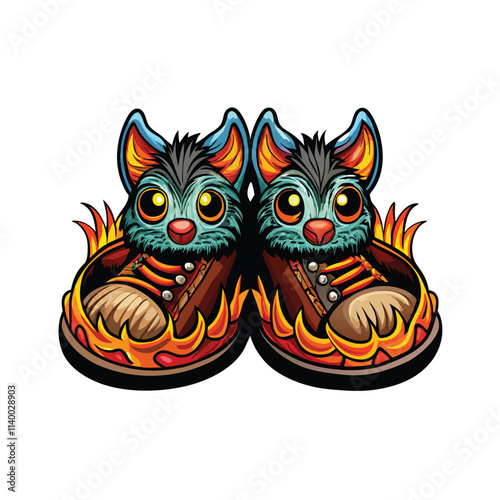 Whimsical novelty footwear animal-shaped shoes, quirky designs, playful colors, fun footwear fashion.