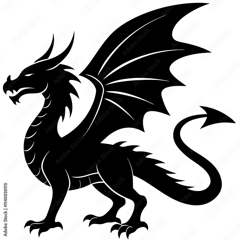 Fototapeta premium black and white dragon