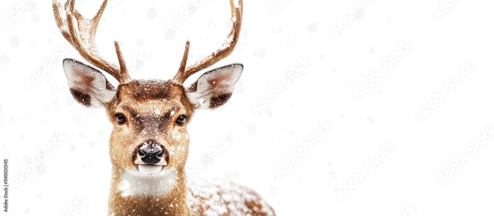 Decorative reindeer adorned with snowflakes on a pristine white background perfect for holiday and festive themes Decorative reindeer adorned with snowflakes on a pristine white background perfect for holiday and festive themes