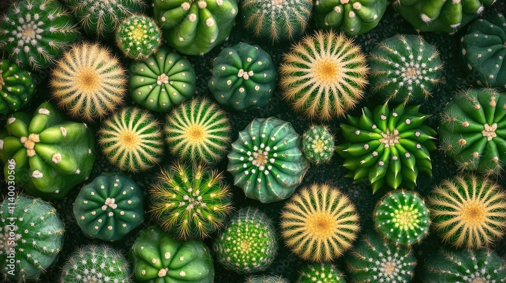 Diverse assortment of cacti showcasing unique shapes and textures in a vibrant desert landscape environment Diverse assortment of cacti showcasing unique shapes and textures in a vibrant desert landscape environment