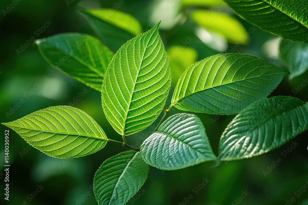 Vibrant green leaves bask in sunlight, showcasing intricate venation and healthy growth. Vibrant green leaves bask in sunlight, showcasing intricate venation and healthy growth.