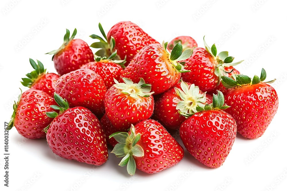 Fresh strawberries scattered on white background Fresh strawberries scattered on white background