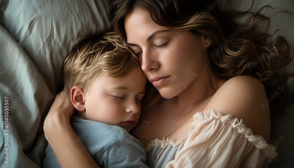Tender Embrace A Mothers Love Peaceful Slumber with Her Child Tender Embrace A Mothers Love Peaceful Slumber with Her Child