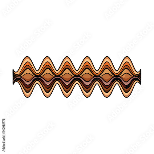 Generate an image of smoothly flowing, repeating waveforms in muted earth tones like beige, ochre, and umber.  The forms should suggest gentle movement.