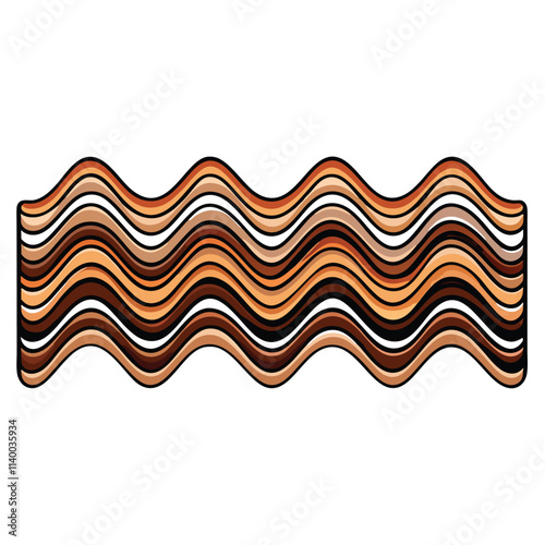 Generate an abstract image depicting subtly flowing, repeating waveforms in muted earth tones like ochre, umber, and terracotta.  The style should be smooth and organic.