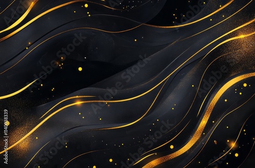 Abstract Black Gold Swirls ...