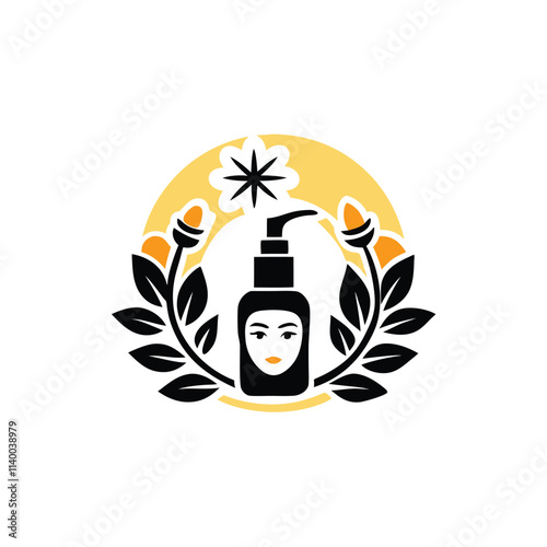 Design a minimalist, calming logo for a new skincare brand emphasizing natural ingredients and soothing effects.  Include a subtle element representing nature.