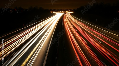 Long Exposure Shot of Busy Highway at Night