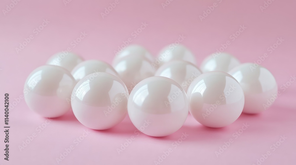 White Christmas balls arranged on a soft pastel background creating a festive winter composition ideal for holiday decorations and themes. White Christmas balls arranged on a soft pastel background creating a festive winter composition ideal for holiday decorations and themes.
