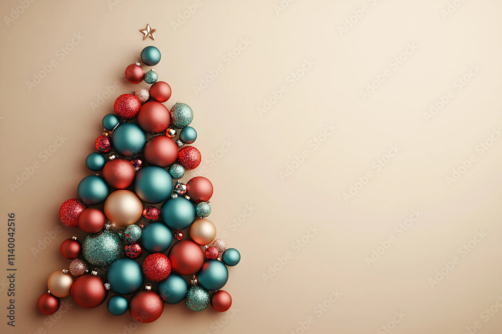 Bolas de navidad apiladas formando un árbol de navidad Bolas de navidad apiladas formando un árbol de navidad