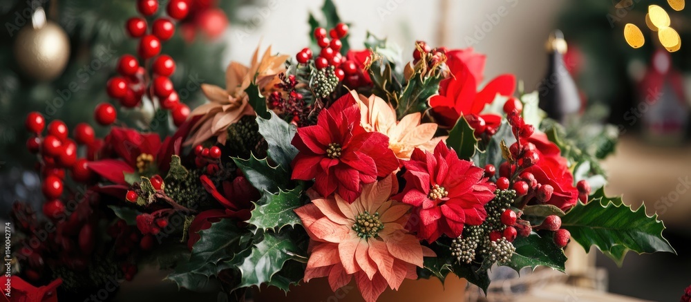 Handcrafted Christmas Decor Tutorial Floral Arrangement Featuring Poinsettias and Seasonal Greens Perfect for Holiday Decor Handcrafted Christmas Decor Tutorial Floral Arrangement Featuring Poinsettias and Seasonal Greens Perfect for Holiday Decor