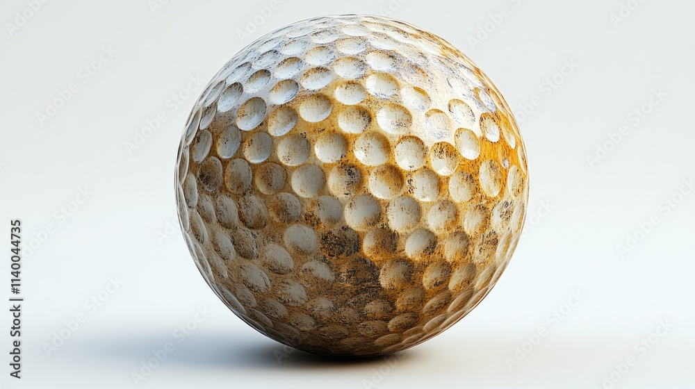 Worn golf ball, light brown, dimpled, isolated on white background. Worn golf ball, light brown, dimpled, isolated on white background.