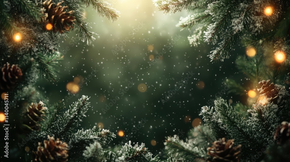 Serene Christmas winter backdrop with falling snowflakes and soft flares for festive designs and holiday celebrations Serene Christmas winter backdrop with falling snowflakes and soft flares for festive designs and holiday celebrations