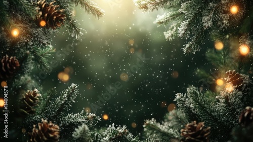 Serene Christmas winter backdrop with falling snowflakes and soft flares for festive designs and holiday celebrations