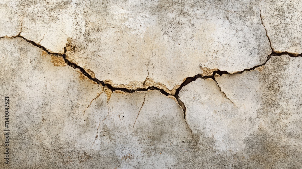 Obraz premium Cracked concrete wall surface displaying weathered texture and natural decay patterns for construction and design backgrounds
