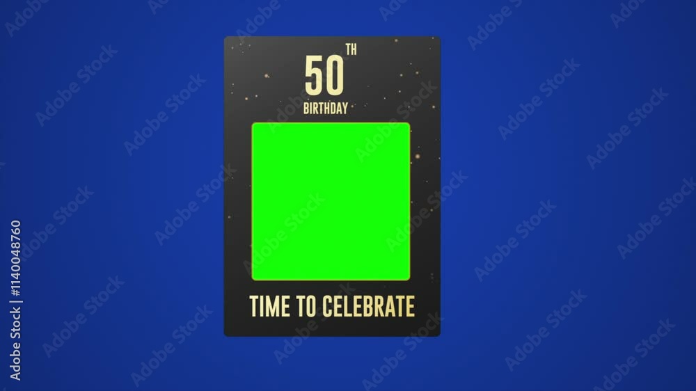 50th Birthday celebration photo frame on a green screen background with golden spark loop motion graphics animation. 50th Birthday celebration photo frame on a green screen background with golden spark loop motion graphics animation.