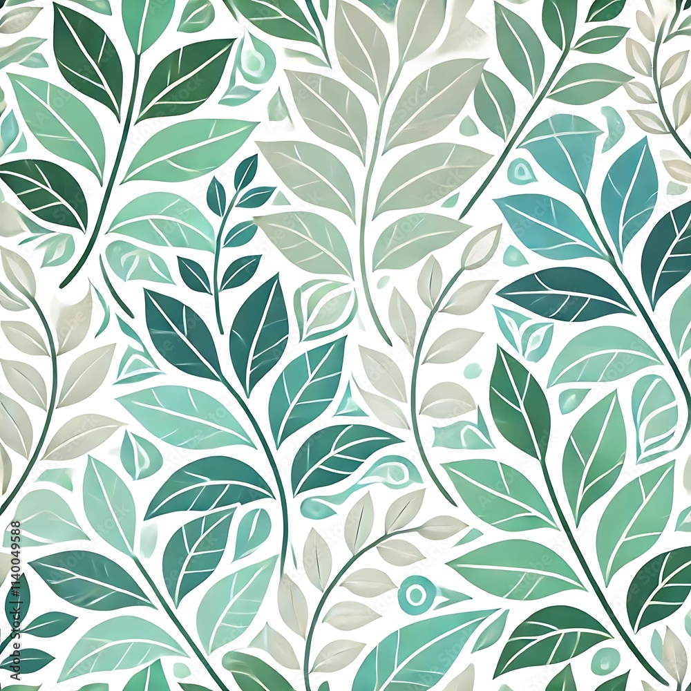 Geometric Interlocking Leaf Pattern in Cool Colors Geometric Interlocking Leaf Pattern in Cool Colors