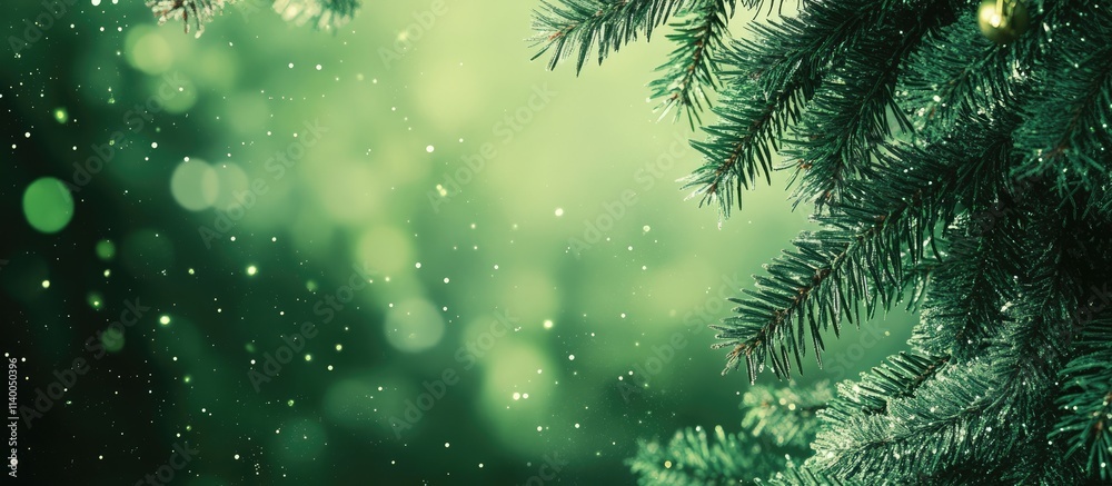 Christmas green pine branches with soft bokeh lights creating a serene winter atmosphere in a festive holiday setting Christmas green pine branches with soft bokeh lights creating a serene winter atmosphere in a festive holiday setting