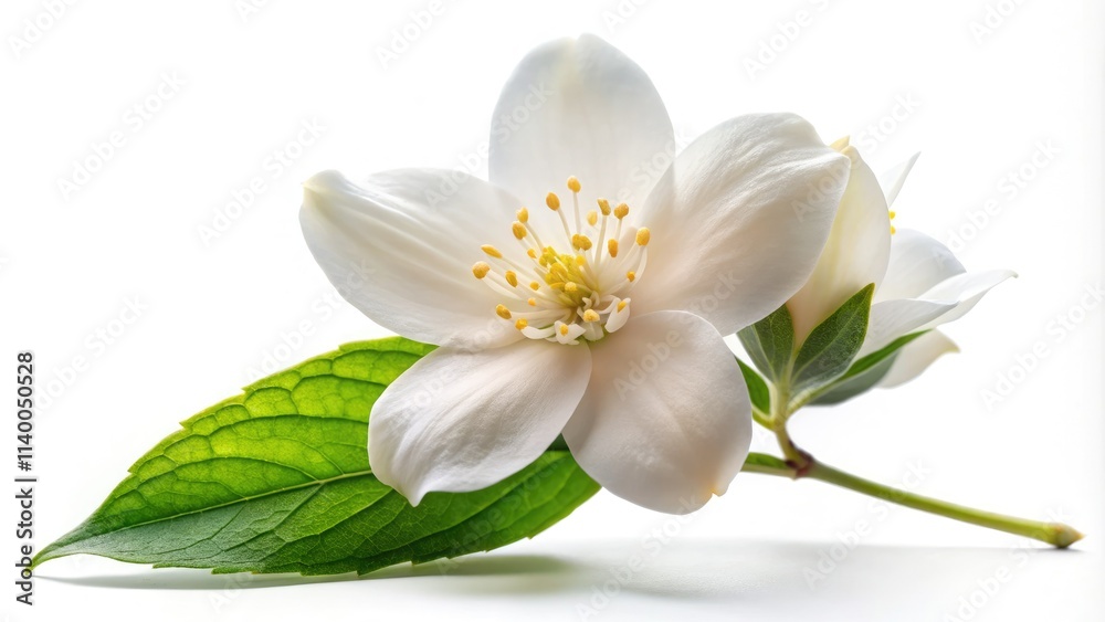 Obraz premium A beautiful, aromatic jasmine flower in full spring bloom, captured in stunning detail; a botanical masterpiece.