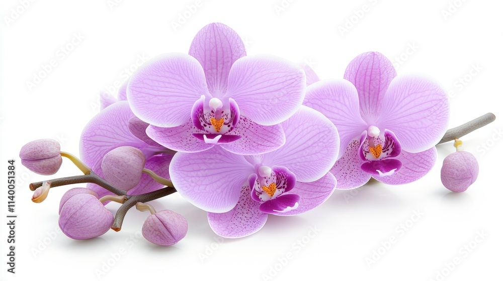Stunning Purple Orchids Close up Floral Beauty Botanical Image White Background Stunning Purple Orchids Close up Floral Beauty Botanical Image White Background