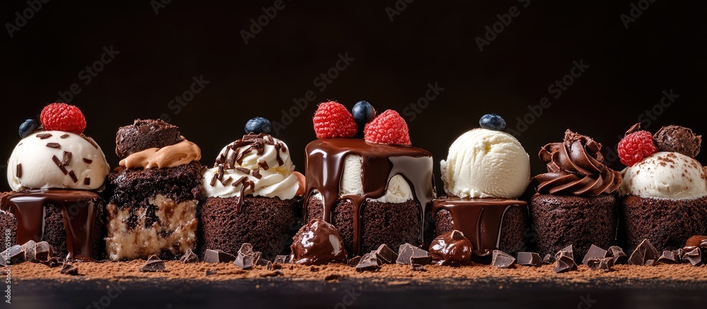 custom made wallpaper toronto digitalDecadent chocolate cakes and creamy ice cream desserts beautifully arranged with fresh berries on a dark backdrop for an indulgent treat.