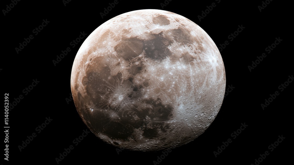 Naklejka premium Detailed Moon Surface Lunar Crater Celestial Body Night Sky Astronomy
