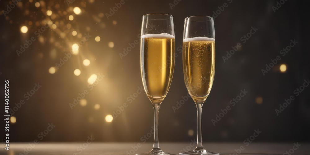 A flute of sparkling champagne, glowing golden , success, festive, sophisticated A flute of sparkling champagne, glowing golden , success, festive, sophisticated