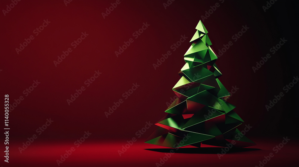 Christmas tree illustration on the red background Christmas tree illustration on the red background