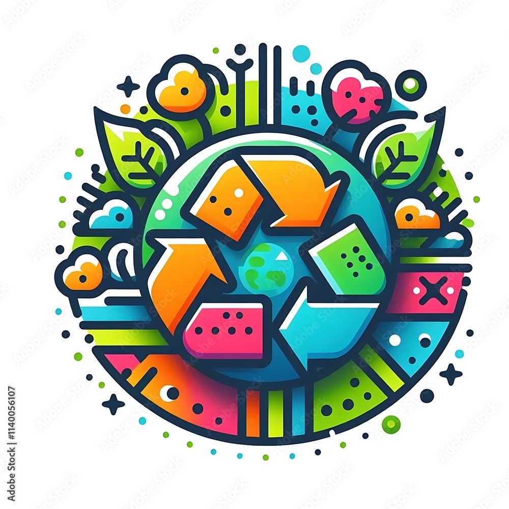 Fototapeta premium Vibrant Eco-Friendly E-commerce Icon: Sustainability in Modern Design 