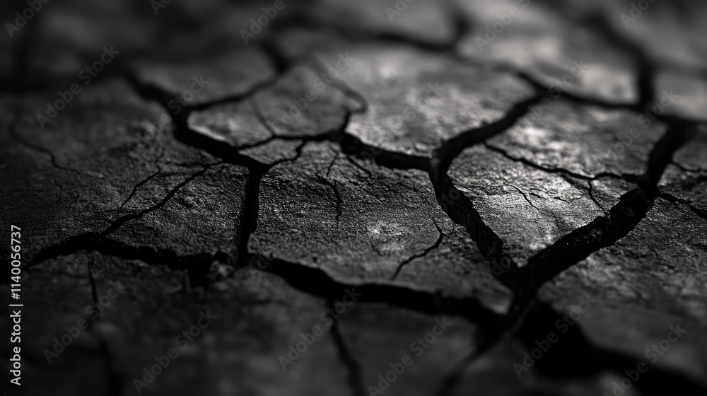 Fototapeta premium Dried cracked earth surface with deep fissures showcasing a desolate and arid environment ideal for drought and environmental themes