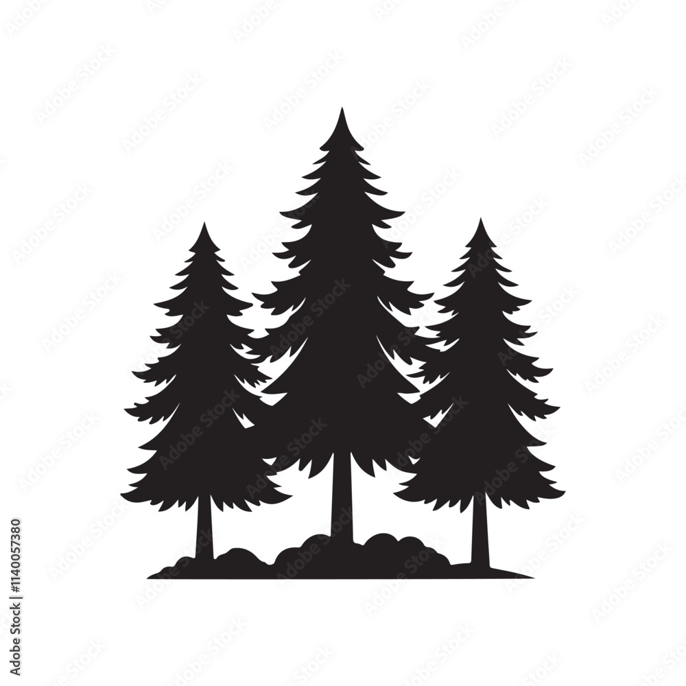 Fototapeta premium Christmas or Pine tree silhouette set collection vector illustration
