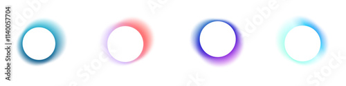 Y2K gradient shapes with blue blur colors. Abstract, fluid color. Flat vector illustration isolated on white.
