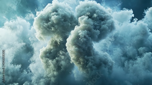 clouds forming a figure three shape in a dramatic sky backdrop illustrating nature's artistry and abstract cloud formations