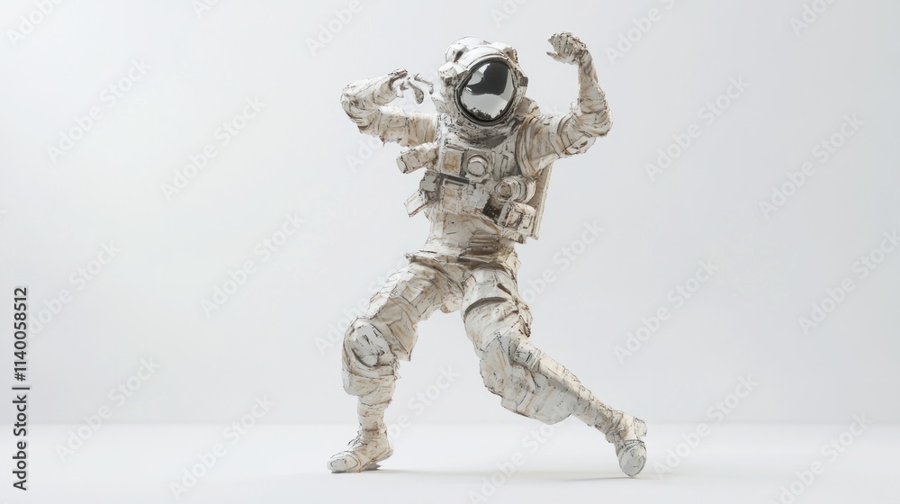 A stylized astronaut figure in a dynamic pose, showcasing creativity and space exploration. A stylized astronaut figure in a dynamic pose, showcasing creativity and space exploration.