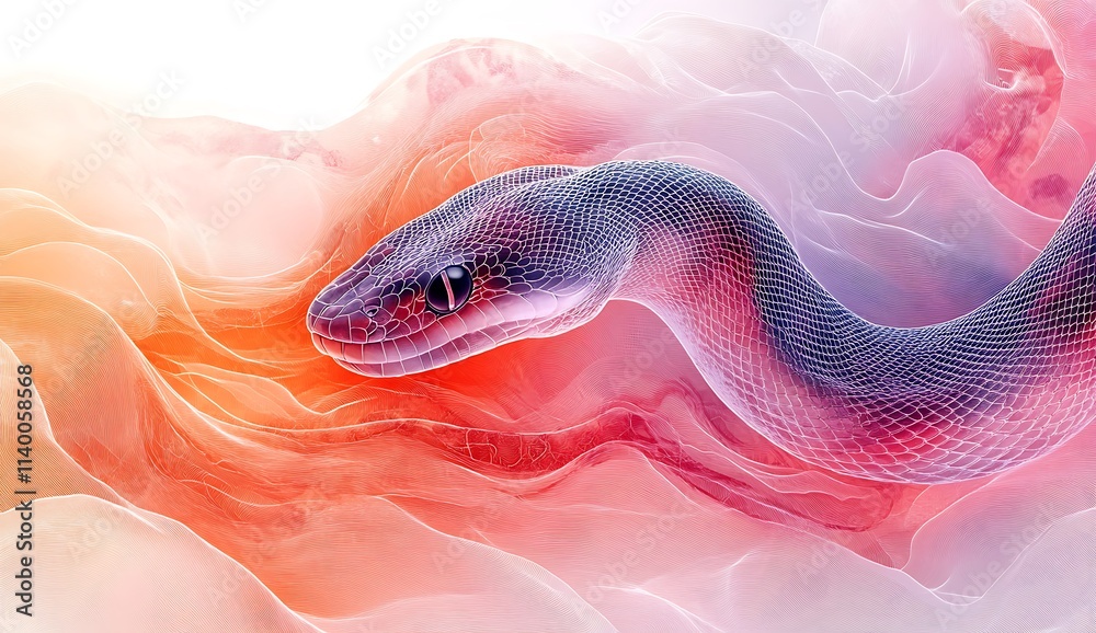 Fototapeta premium Snake with Vibrant Red and Blue Colors