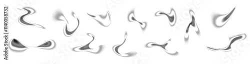 Abstract shapes dot pattern with gradient noise and grainy texture. Black wave shapes and spray effects. Flat vector illustration isolated
